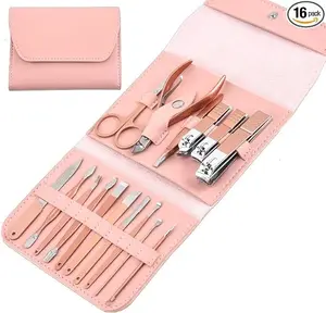 16 Piece Nail Clipper Set – Stainless Steel Manicure & Pedicure Kit with Travel Case