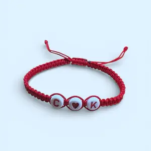 Personalized Adjustable Bracelet for Men & Women with Custom Letters & Heart Charm in Sizes 6-11 Inches
