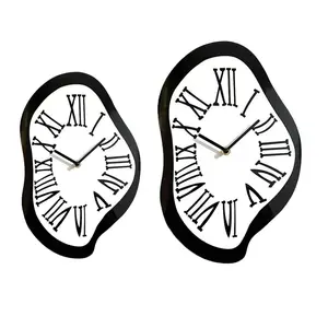 Melting Wall Clock Roman Numeral Clock Silent Sweep Wall Clock Distorted Clock Wall Clock for Gift Living Room Office Shelf Shop Decor