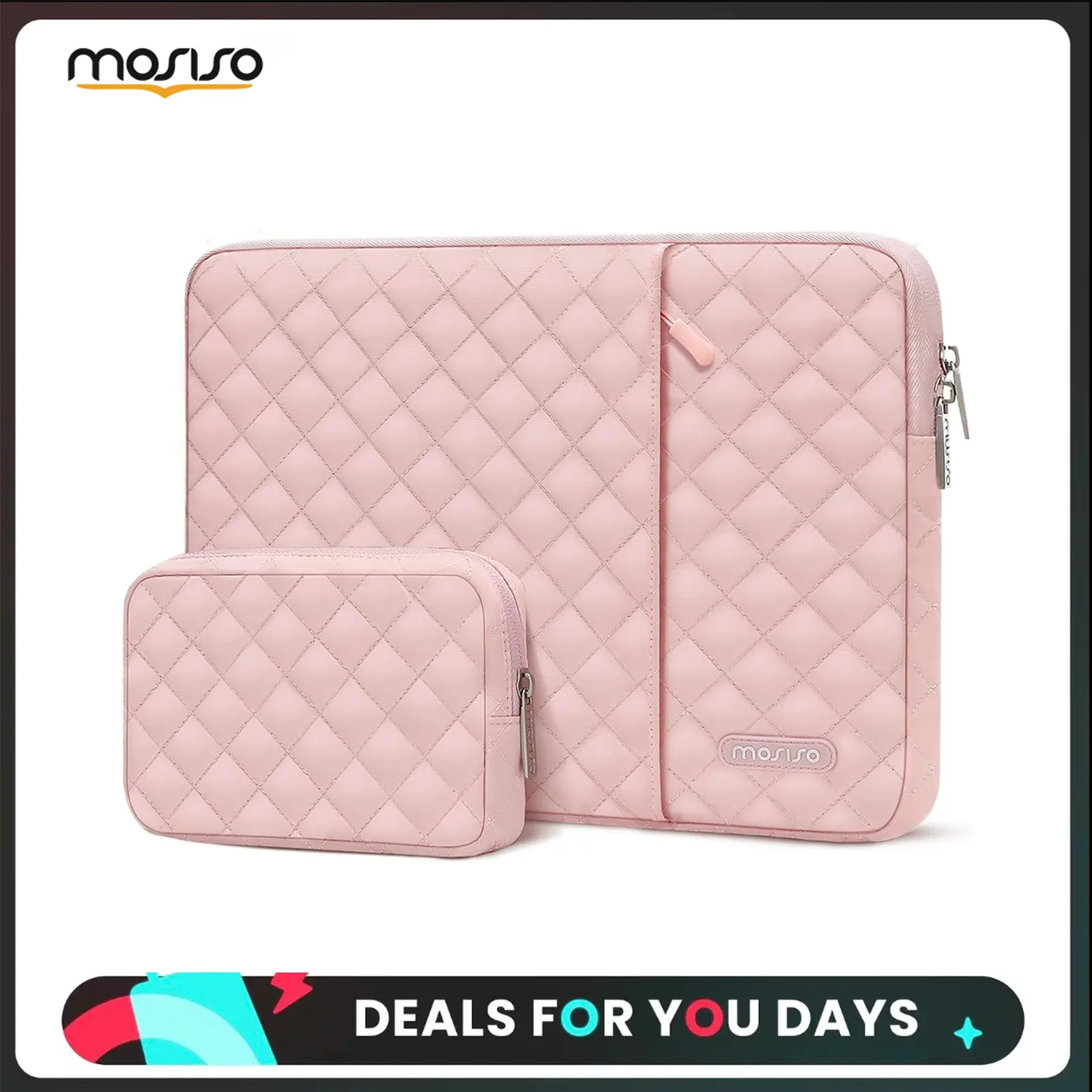 MOSISO Unisex Quilted Laptop Sleeve Case, Soft Polyester Fits 13-13.3 Inch Laptops, Cover with Foam Padding, Front Vertical Pocket & Accessory Pouch, Minimalist, 13.18 X 9.64 X 0.79 Inches