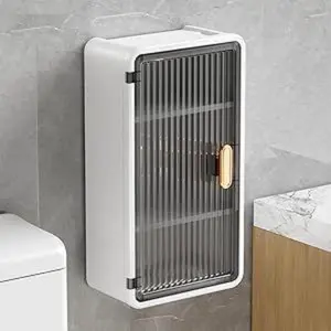 Fashion Wall-Mounted Storage Box, No-Drill Waterproof Organizer, Bathroom Towel Washroom Supplies Storage Cabinet