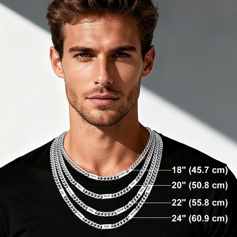 【Add note or leave message for names】PROSTEEL Personalized Stainless Steel Cuban Link Chain Necklace for Men Women, 5mm/7mm/9mm Width Engraving 1-6 Names Steel/ Golden/Black Christmas New Year Customized Gift 【Add note or leave message for names】PROSTEEL Personalized Stainless Steel Cuban Link Chain Necklace for Men Women, 5mm/7mm/9mm Width Engraving 1-6 Names Steel/ Golden/Black Christmas New Year Customized Gift