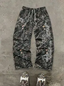 Men's Casual Camo Long Pants, Loose-Fit Drawstring Wide Leg Joggers, All-Season Comfortable Fabric, Perfect for Everyday Wear