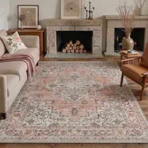 【Deals For You Days】GENIMO Area Rug – Machine Washable, Pet Friendly, Non-Slip Floor Rug, Soft Home Carpet, Perfect for Living Room, Bedroom, Kitchen, Hallway Decor ,AR1005-TRCT