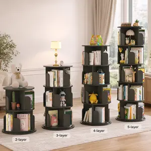 Unikito Wooden Rotating Bookshelf, 360 ° Display Stackable Spinning Bookshelf Tower, Narrow Space Saving Tall Floor Standing Swivel Bookcase Corner Storage Organizer for Bedroom, Living Room, shelves  bedroom