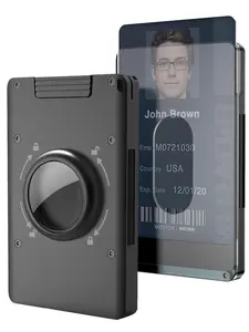 Men's Airtag Wallet Small Size Aluminum Slim Stretchable Belt Draw-Out Metal Wallet Business Minimalist Wallet for AirTag Card Holder for Men Holds 15 Cards Cash