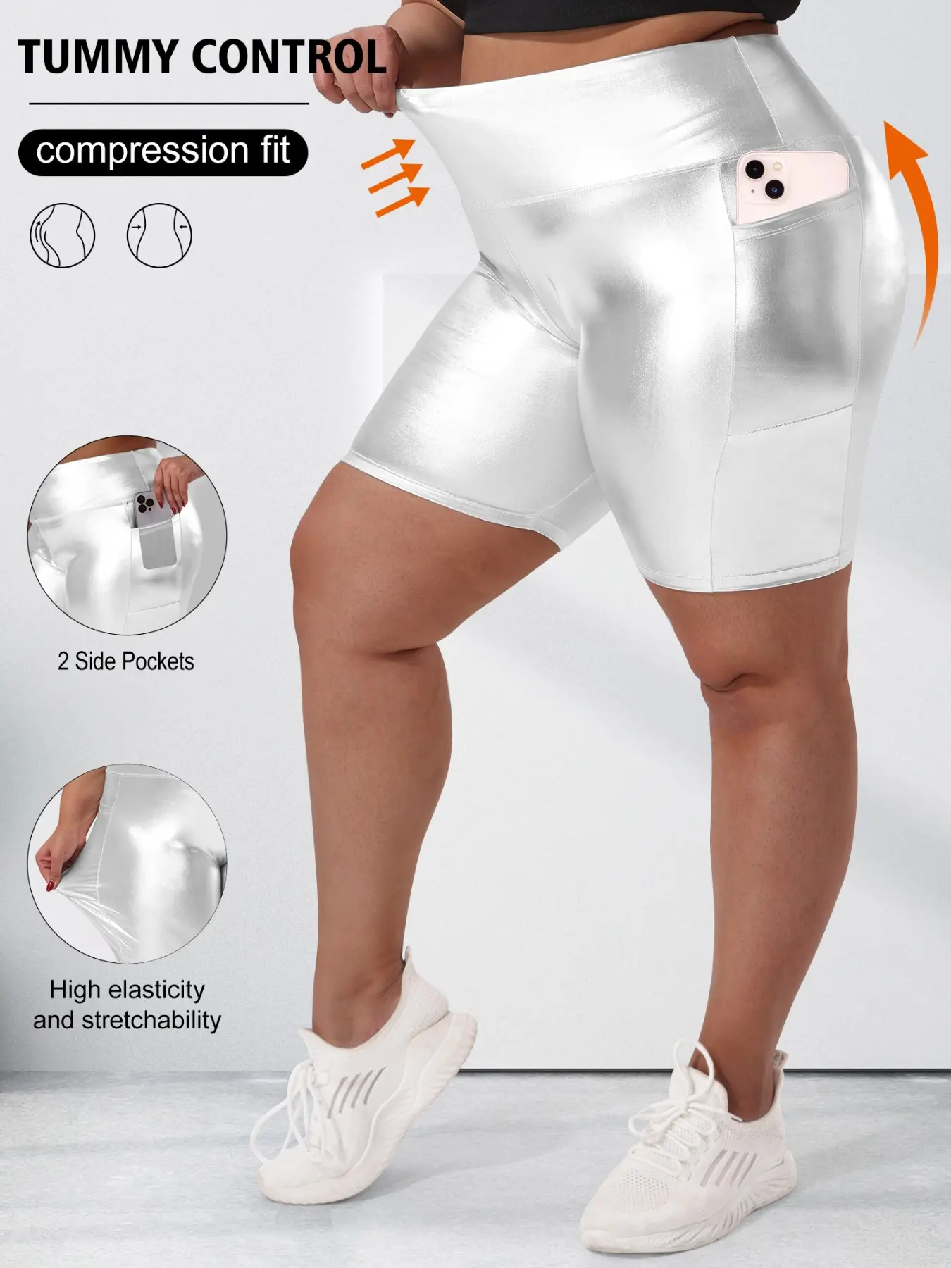 Women's Sexy High-Waisted Elastic Short Pants, Plain Fitted Design, Perfect for Night Out & Party Wear, Stylish Comfortable Fit, Comfy Stretchy Shorts, Womenswear