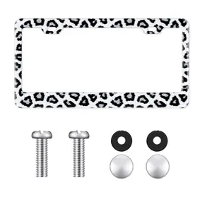 1pc Leopard Print Car License Plate Frame