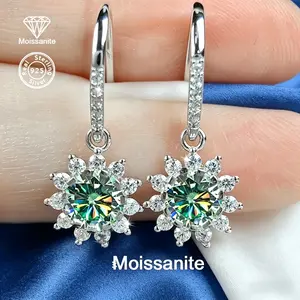 925 Sterling Silver 1 Carat Moissanite Sunflower & Snowflake Earrings, Luxury Versatile Women’s Jewelry, Ideal for Birthday, Valentine’s Day, Christmas, Halloween, New Year, Daily Wear, Vacation, Party & Wedding