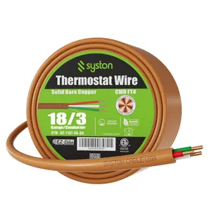 Syston 18/3 Brown Thermostat Doorbell HVAC Cable - 18 AWG 3-Conductor Solid Copper, 300V CL3R/FT4/CMR Riser-Rated, UV Resistant, Low Voltage for Thermostats, Doorbells, Burglar Alarms (Indoor/Outdoor, RoHS Compliant)