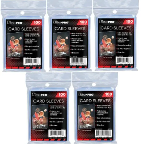 CTBL-20058CS 2.625 x 3.625 in. Ultra Pro Soft Sleeves Baseball Cards, 500 Sleeves - Set of 5