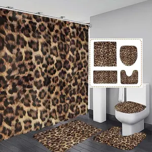 Luxury Leopard Print Shower Curtain with 12 Hooks, No-Drill Bathroom Divider, Modern Home Decor, Gift for Friends and Family