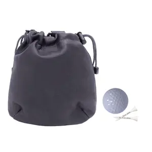 Piel  Black Drawstring Pouch