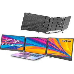 KEFEYA Laptop Screen Extender, 14" Portable Monitor for Laptop, 1440P QHD Triple Screen Monitor Extender for 13"-17" Laptops Display , HDMI/USB-C for MacBook, Windows, Chrome, Switch, Plug & Play computer accessory summerwins