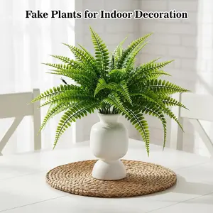 Fake Fern 20 Pcs Artificial Ferns for Outdoors Faux Ferns for Outdoor Planter Large Outdoor Patio Decor Boston Fern Artificial Plants Faux Greenery Decorative Porch Decor