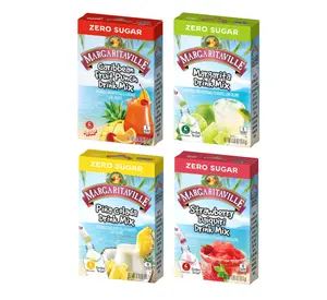 SINGLES TO GO! Margaritaville Variety One Box of Each Flavor, Pina Colada, Strawberry Daiquiri, Margarita and Caribbean Fruit Punch - Powdered Drink Mix (Pack of 4)