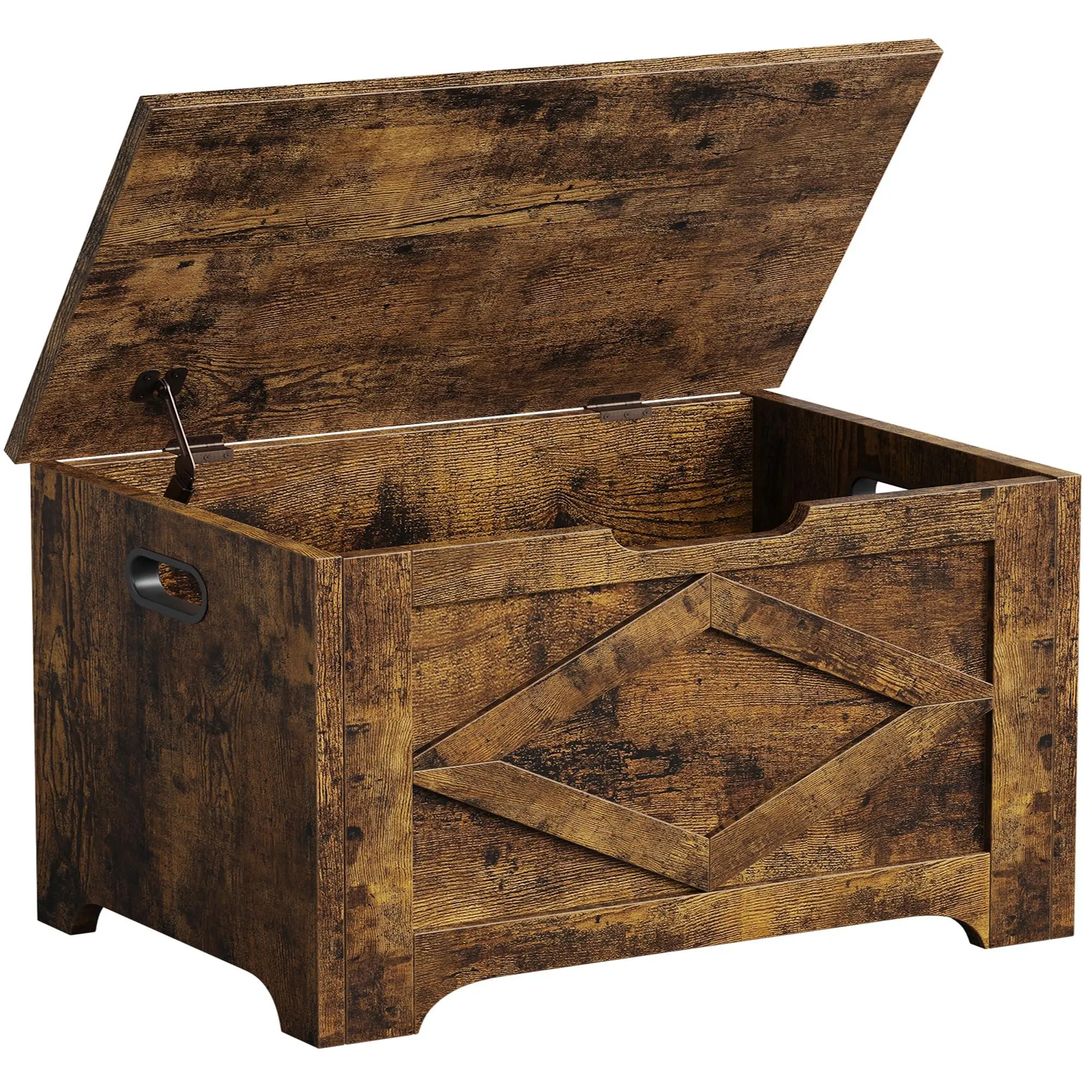 Storage Chest, Storage Bench with Safety Hinge, Farmhouse Style Wooden Trunk for Entryway, Bedroom, Living Room, Retro