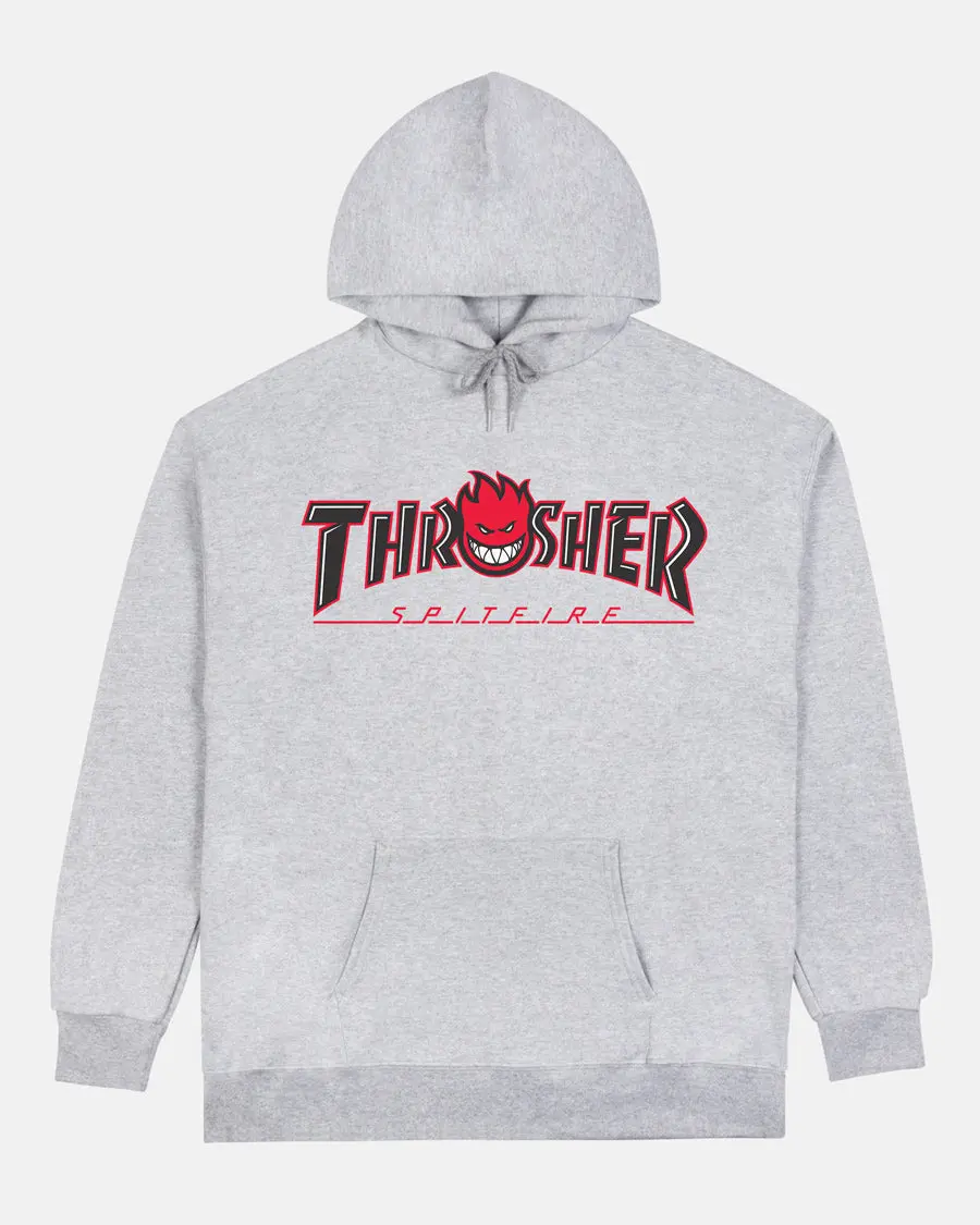 THRASHER X SPITFIRE - BIG HEAD OUTLINE - HOODIE - ASH GREY
