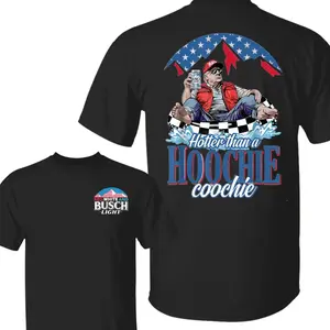 Hotter Than A Hoochie Trump Coochie with Beer Shirt, 4th of July Independence Day, Casual Cotton Top Gifts for Trump Supporter-DK.X