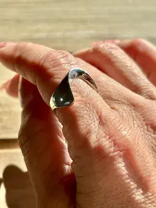 Vintage Sterling Silver Wave Wishbone Ring, Minimalist Sculptural Band, Size 7 3/4.