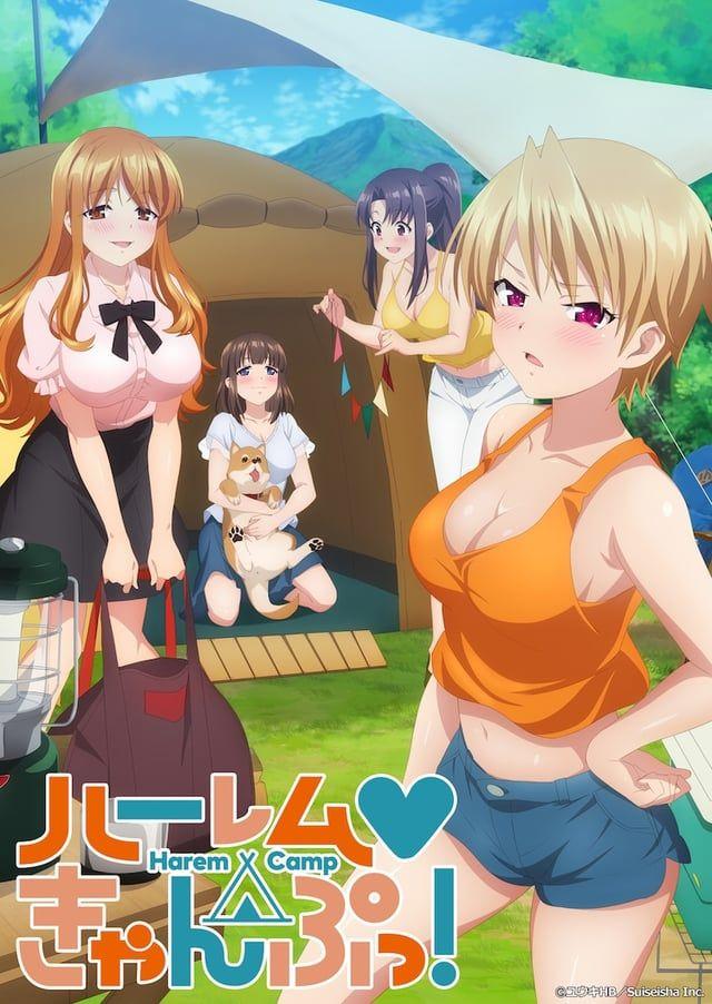 Anime Series "Harem Heart" - Featuring Four Characters in a Camping Scene - Perfect for HANIME Fans