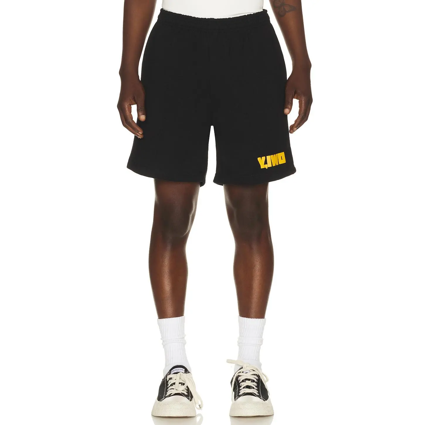 Y,IWO Hardwear Cropped Sweatshort in Black & Gold