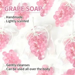 Handmade Pink Grape Cluster Soap, Cleanser, Body Wash, Body Care - Lightly Scented, Gently Cleanses & Moisturizes, Perfect for Face, Bath, Hand Cleansing, Ideal for Oily, Dull, Rough, Christmas Gift, Natural Ingredients