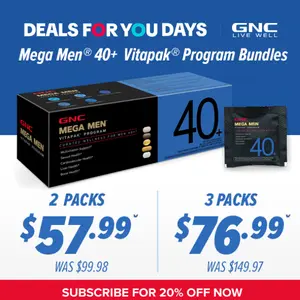 GNC 2-Pack Bundle: GNC Mega Men 40+ Vitapak Program (30 servings), Stress & Bone Support, 30 Count, Healthcare, Dietary Supplement, Overall Wellness, Fitness