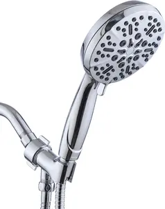 WWDPOOL Handheld Shower Head 9 Spray Settings High Pressure, with 60 Inch Hose, Washer, Adjustable Showerarm Mount