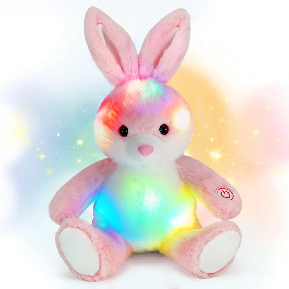 12 Inch Light Up Rabbit Stuffed Animals, Kawaii Bunny Plush Toy W/ LED Light, Hugging Toy Gift for Kids Children Christmas Birthday Gift Boys Girls Home Decor, Mother's Day, Valentine's Day, Holiday Perfect Present for Bunny Enthusiasts Easter Hare