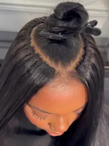 Human Hair Clip-In Hair Extensions High Quality Natural Color 100g, Straight Real Human Hair Clips, 10-26 Inches, 8 Pieces/Set, Easy to Use