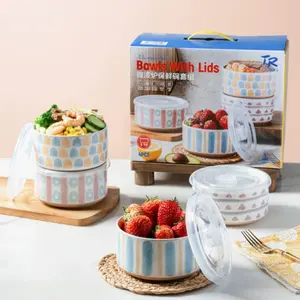 Ceramic Covered Storage Bowl, Microwave Safe, Food Grade Seal, Durable & Easy Clean, Ideal for Home, Office, Camping, Kitchen Use