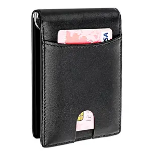 Men's Compact Clip Leather Wallet - Short Size, Retro Look, Carbon Fiber Pattern, RFID Shielded Anti-Theft Swipe Money Clip Card Holder (Hot-Selling for Sports & Outdoor Camping & Hiking Bivy Bag Use)