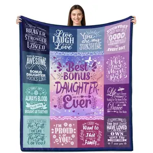 Bonus Daughter Gifts Blanket, Gift for Bonus Daughter, Stepdaughter Gifts from Stepmom, Bonus Daughter Gifts from Stepmom, Bonus Daughter Birthday Gifts for Stepdaughter Throw Blanket 50" X 60"