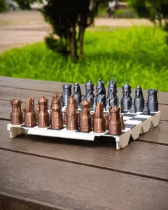 Fold-Up Chess Set - 3D Printed, Portable Travel Board Game for Toys & Hobbies Enthusiasts