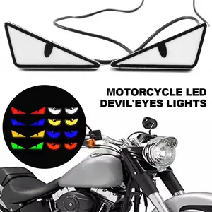 LED Devil'Eyes Universal MotorcycleLights Demon Eyes Headlight Motorcycle Mini Projector Lens Lamp Car Decoration Lights Motorcycle Headlights