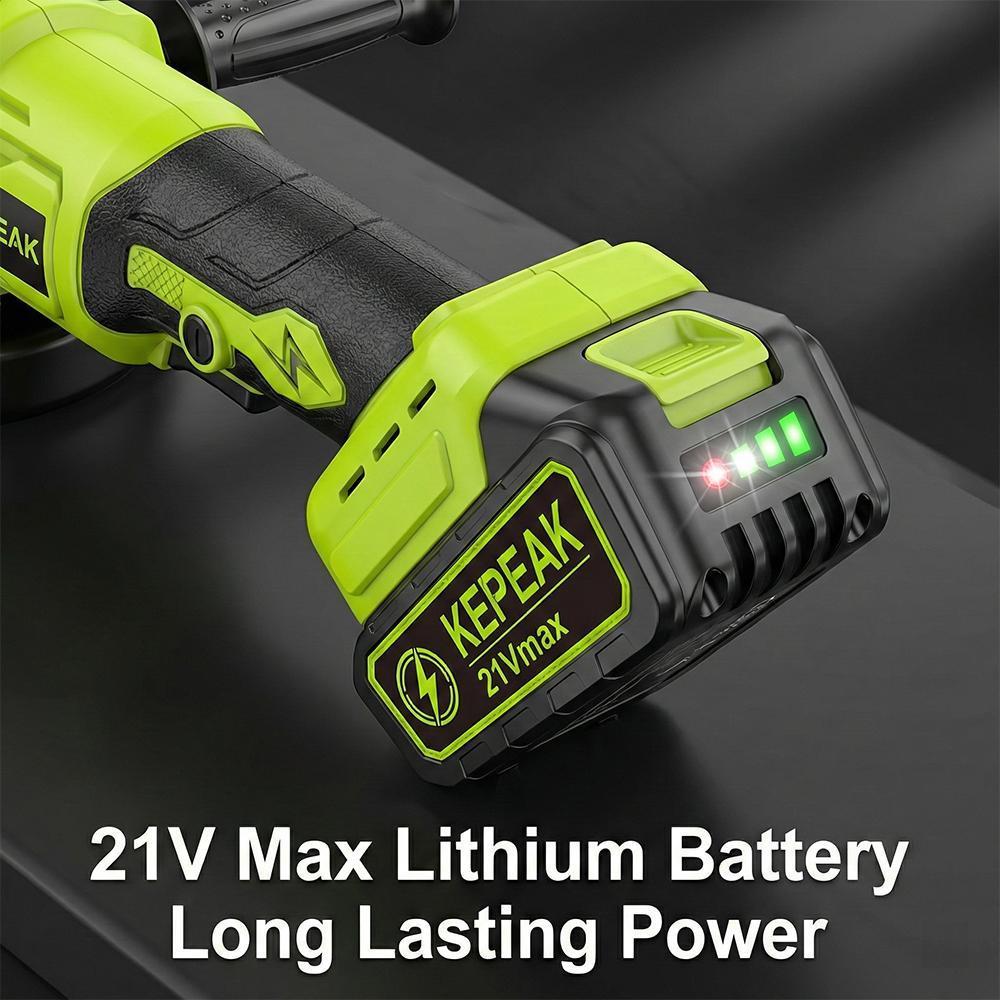 【BackToSchool】21V Brushless Motor 4" Cordless Angle Grinding Machine Full Kit - 450W Power Tool with 1300mAh Battery, Charger, Metal Cutting Discs, Grinding Wheel, Self-Adhesive Backing Pad & Accessories for DIY Home Improvement, Workshop Tasks