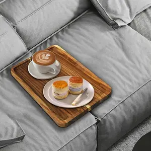 Sofa Tray Solid Wood Foldable Tray Table No Odor Couch Desk for Drinks Snacks Phone Remote Control Square-Shaped