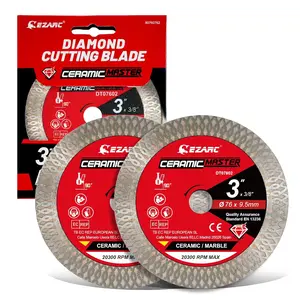 3 inch Super Thin Diamond Blade, Diamond Saw Blades for Angle Grinder, 3" Tile Blade for Smooth Cutting Porcelain Ceramic Granite Marble Tile, 3/8" Arbor (2-Pack)