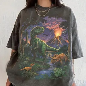 Comfort Colors Vintage Jurassic Dinosaur 90s Graphic T-Shirt, Retro T-Rex & Triceratops Shirt, 90s Prehistoric Graphic Tee, Dino Top, Nostalgia Nature Gift