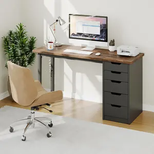 Modern 5-Drawer Office Computer Desk - Spacious Writing Table with Storage - Sturdy and Stylish for Home Office or Study - Easy Assembly