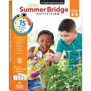 Summer Bridge Activities 4th to 5th Grade Workbooks All Subjects, Activity Book With Math, Reading Comprehension, Science, Fitness, Social Studies, Writing Practice, and Flash Cards (Volume 6)