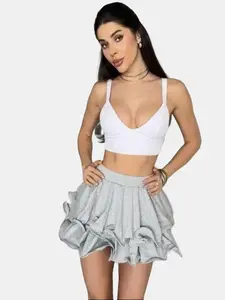 Pretty Ruched Ruffled Flare Skirt Womenswear casual fashion Comfortable