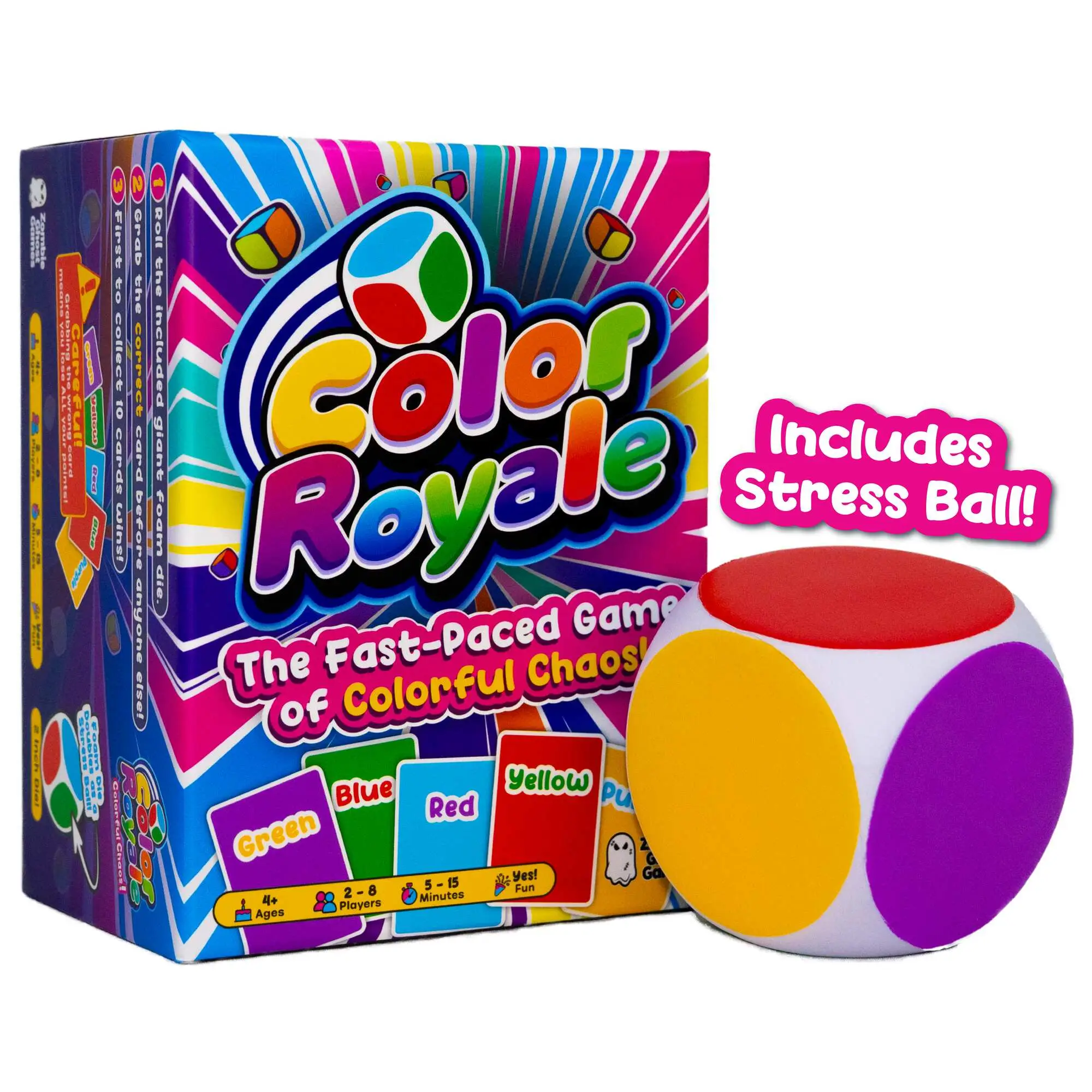 Color Royale - The Fast-Paced Party Game with Stress Ball Dice - Fun Family Card Game for Ages 4+ - Includes 150 Cards & Instructions - Perfect for 2-