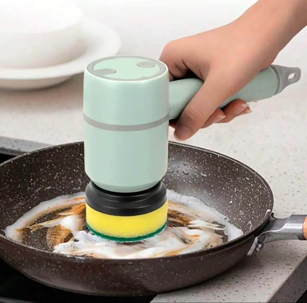 Electric Cleaning Brush For Home Use, Wireless Handheld For Kitchen And Bathroom Tiles, Strong Cleaning For Toilets, Dishwashing, Shoes, Cups, Magical Multi-Functional Brush With Replaceable Heads And Long Handle