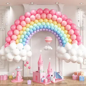 130Pcs Rainbow Linking Balloon Kit Multicolor Quick Link Arch for Birthday Baby Shower Decor
