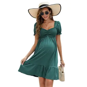YESFASHION Maternity Dresses for Women: Casual Sweetheart Neck, Ruffle A-Line, Floral Print, Available in Multiple Colors and Sizes (S-XXL), Perfect for Comfortable and Stylish Pregnancy Wear