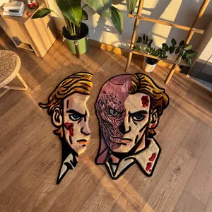 Double-Sided Unisex Rug, Soft Area Rug, High Elastic Plush Play Mat, Gaming Room Game Rug Living Room Entrance Multi-Scene Use, Dark Hero Style Hero Theme Rug Decorative Floor Mat