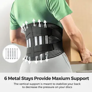 Back Braces for Lower Back Pain Relief with 6 Stays, Breathable Back Support Belt for Men/Women for work, Anti-skid lumbar support belt