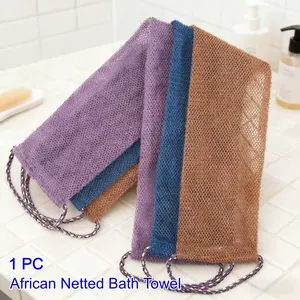 1 PC African Net Long Net Bath Exfoliating Shower Body Scrub Cloths, Lightweight Reticulate Sponge, Effective Skin Care Tool, Perfect for Everyday Use, Exfoliating Mesh, Exfoliating Net Loofah, African Net Sponges, Exfoliating Shower Scrubber